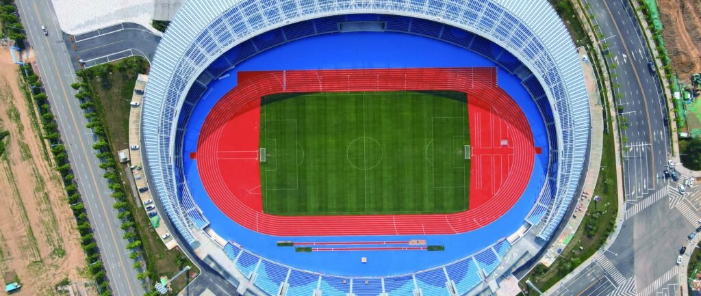 Qingdao West Coast University Town Sports Center running track by Topthink